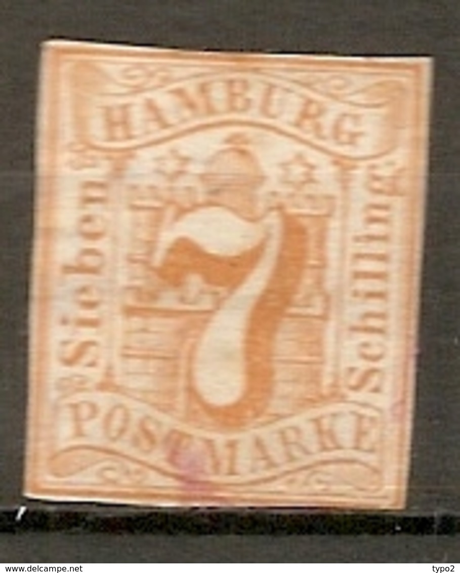 HAMB - Yv. N° 6 Mi. N° 6  Filigrane WZ1  (o)  7s   Orange Cote 50 Euro  BE R  2 Scans - Hamburg