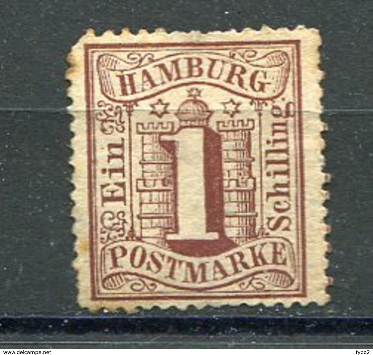 HAMB - Yv. N° 14 Mi. N° 11  Filigrane WZ1 D. 13 1/2 (*)   1s  Brun Cote 7,5 Euro  BE R 2 Scans - Hamburg