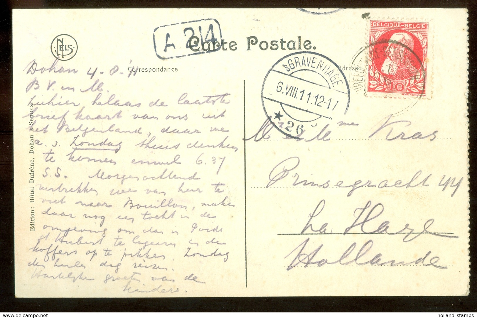 BRIEFKAART Uit 1911 * GELOPEN Van BELGIE Naar DEN HAAG  (11.558g) - 1905 Grove Baard