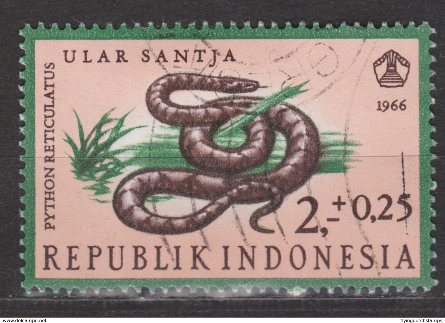 Indonesie, Indonesia 559 Used ; Slang, Snake, Serpent, Serpiente, Net Python 1966 NOW MANY ANIMAL STAMPS - Slangen