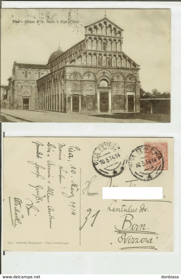 Pisa: Chiesa Di S. Paolo A Ripa D' Arno. Cart. Fp Vg 1914 (verso Estero) - Pisa