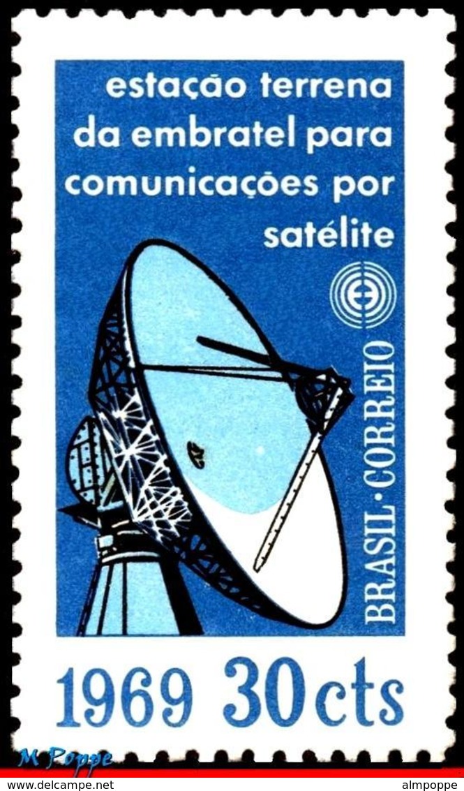 Ref. BR-1114 BRAZIL 1969 TELECOMMUNICATION, EARTHLY STATION OF, EMBRATEL, RADAR ANTENNA, MI# 1203, MNH 1V Sc# 1114 - Nuovi
