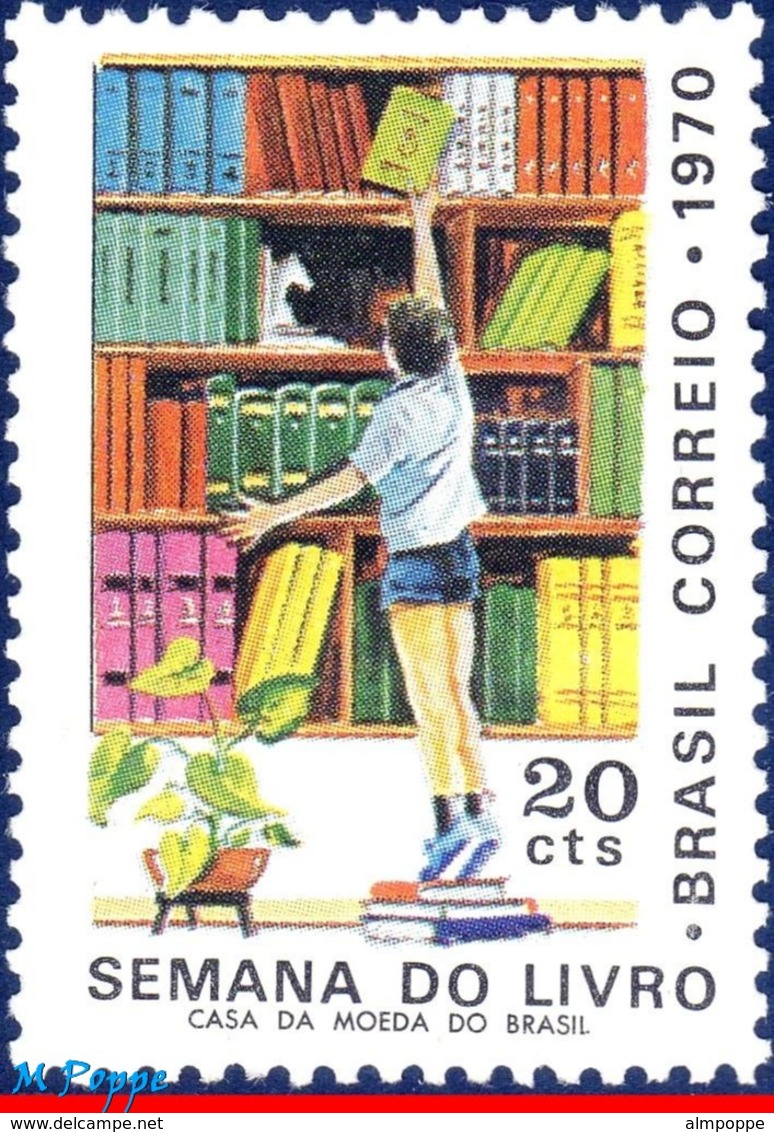 Ref. BR-1174 BRAZIL 1970 - BOOK WEEK, BOY IN, LIBRARY, MI# 1268, MNH, EDUCATION 1V Sc# 1174 - Unused Stamps