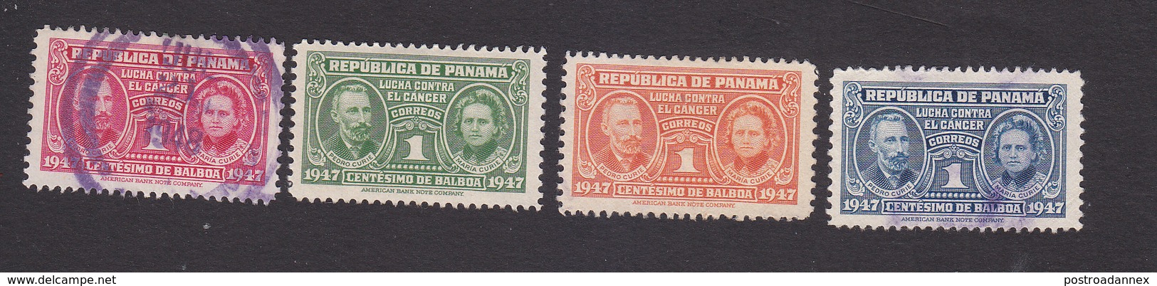 Panama, Scott #RA24-RA27, Used/Mint Hinged, Pierre And Marie Curie Issued 1947 - Panama