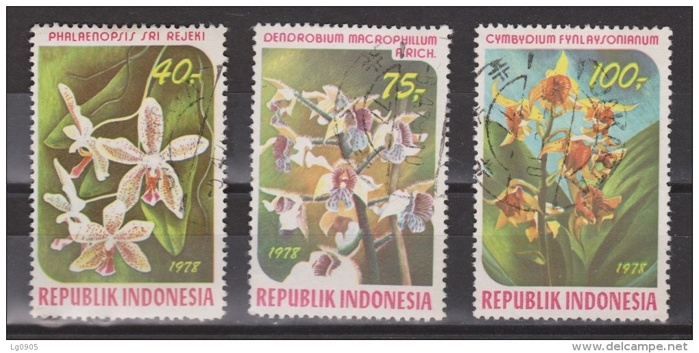 Indonesie Indonesia 937-939 Used ; Bloemen. Blumen, Flores, Fleurs, Flowers, Orchideen, Orchids 1978 - Orchideeën