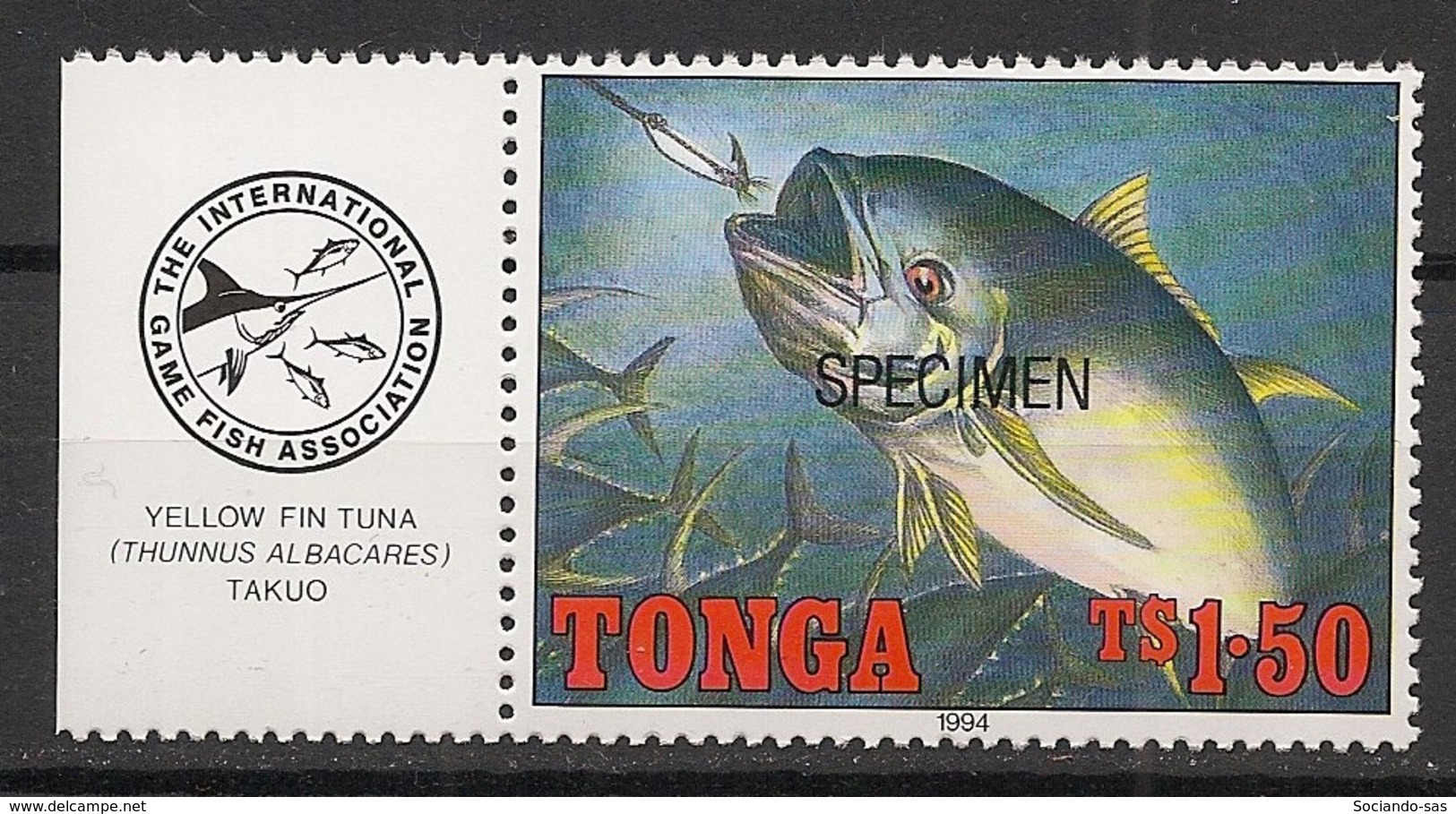 Tonga - 1994 - N°Yv. 970 - Game Fishing - Surcharge / Overprint SPECIMEN - Neuf Luxe ** / MNH - Poissons