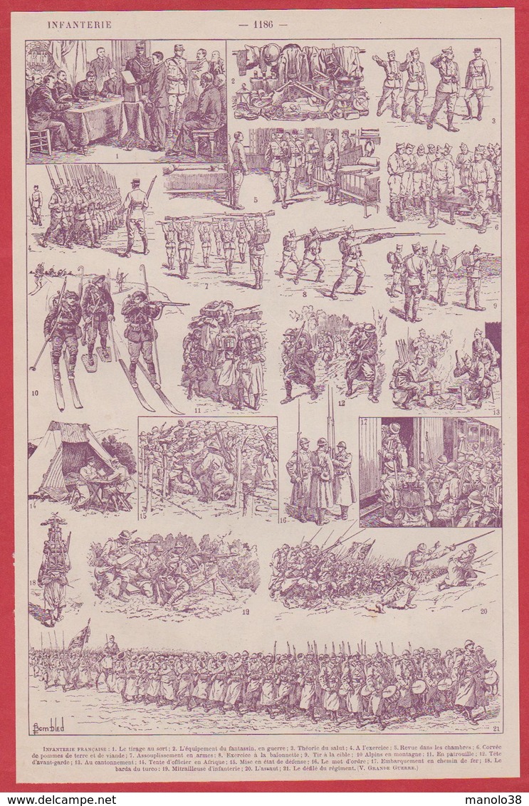 Infanterie, De La Gaule à La Grande Guerre, Recto. Infanterie Française, Première Guerre Mondiale, Verso. Larousse 1920 - Non Classés