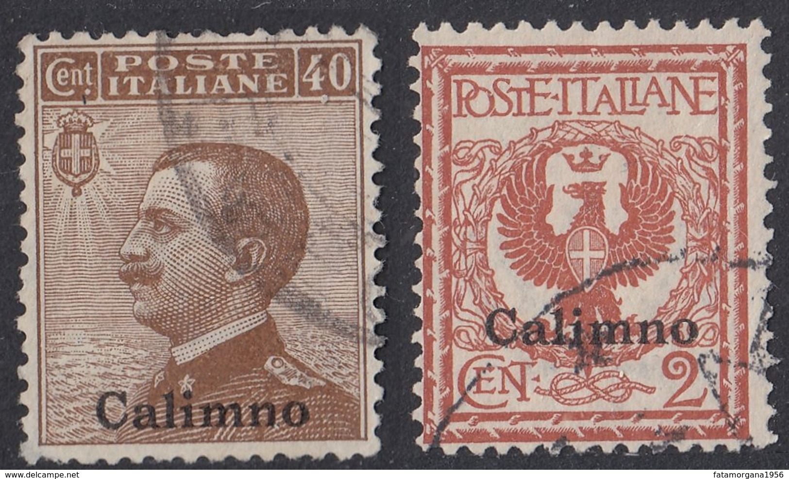 ITALIA - CALIMNO - 1912 - Lotto Due Valori Usati: Unificato 1 E 6. - Egée (Calino)