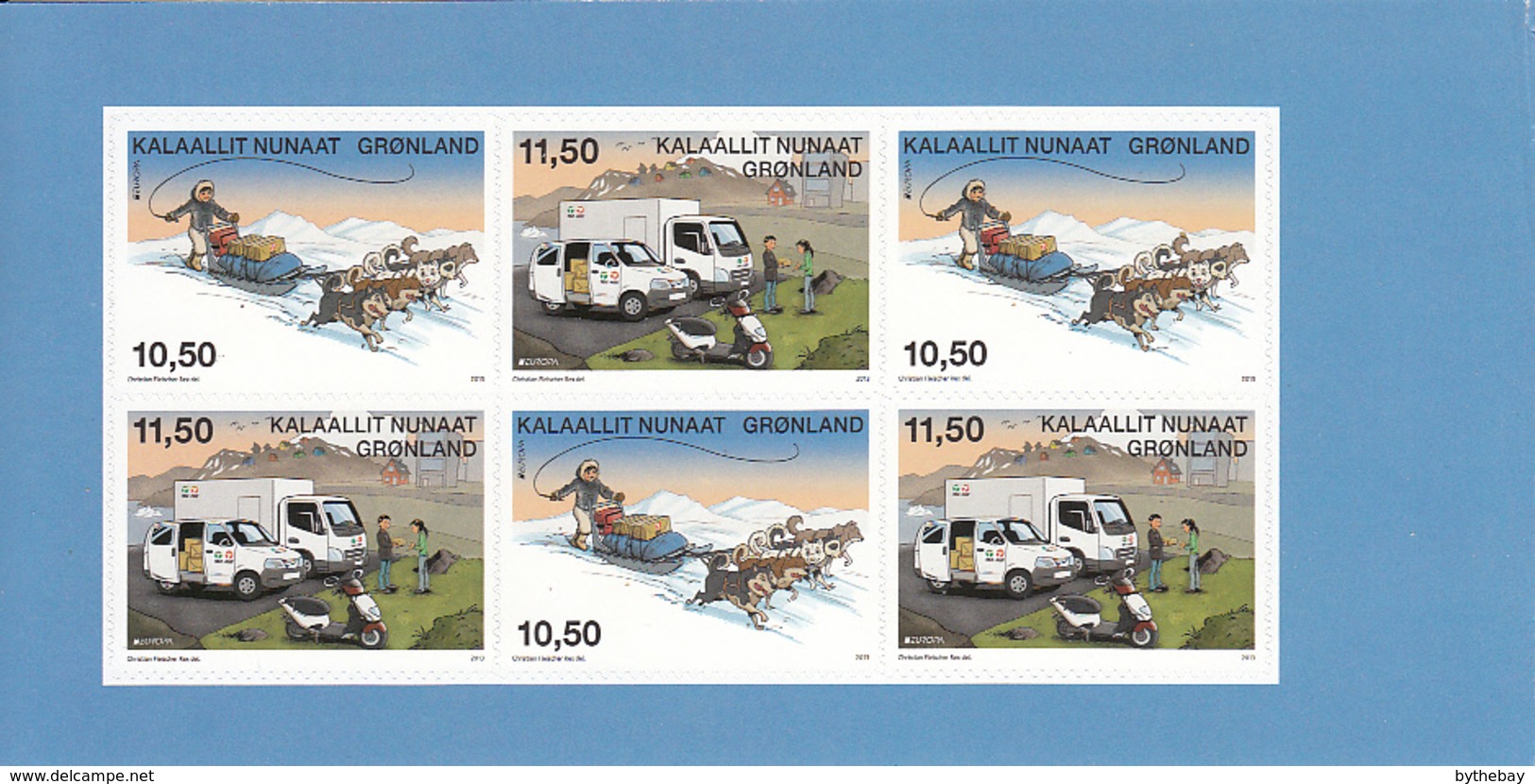 Greenland 2013 MNH Sc 641-642 Dogsled, Postal Van EUROPA Left Booklet Pane Of 6 - Neufs