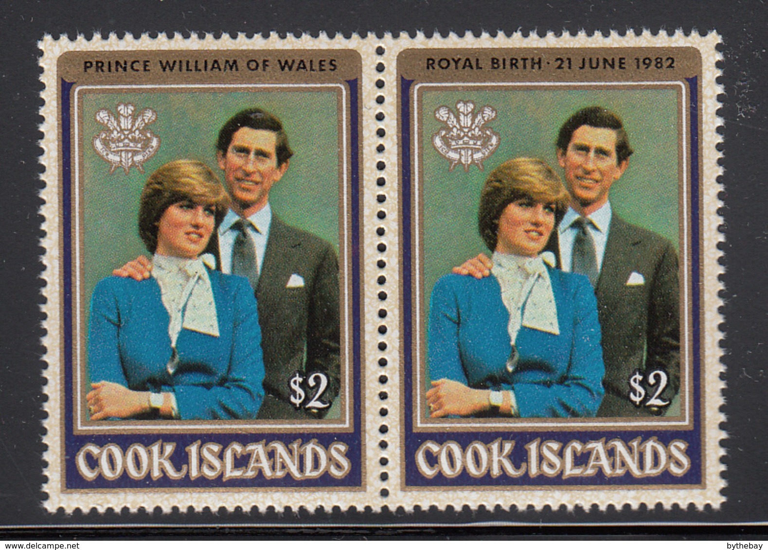 Cook Islands 1982 MNH Sc 680 Overprint On $2 Prince Charles And Diana Birth Of Prince William - Cook