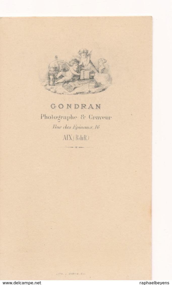 CDV Homme Debout Avec Chapeau Sans Bord Kippa Lunettes Gondran Aix Chaise 1865 - Personnes Anonymes