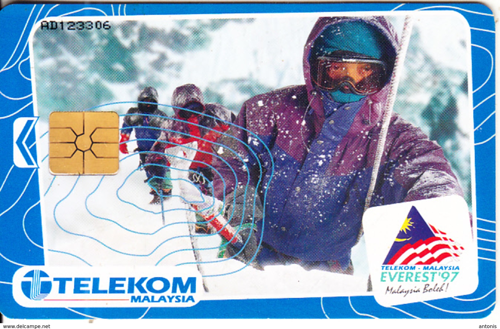 MALAYSIA(chip) - Malaysian Everest "97 Team, Telecom Malaysia Telecard RM10, Chip GEM1.2, Used - Malaysia