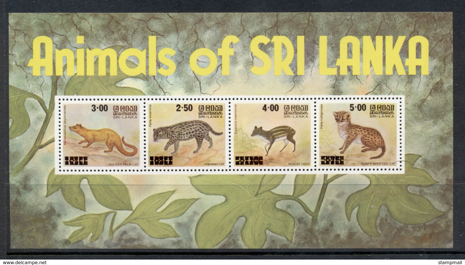 Sri Lanka 1980 Animals Of Sri Lanka Surch. MS MUH - Sri Lanka (Ceylon) (1948-...)