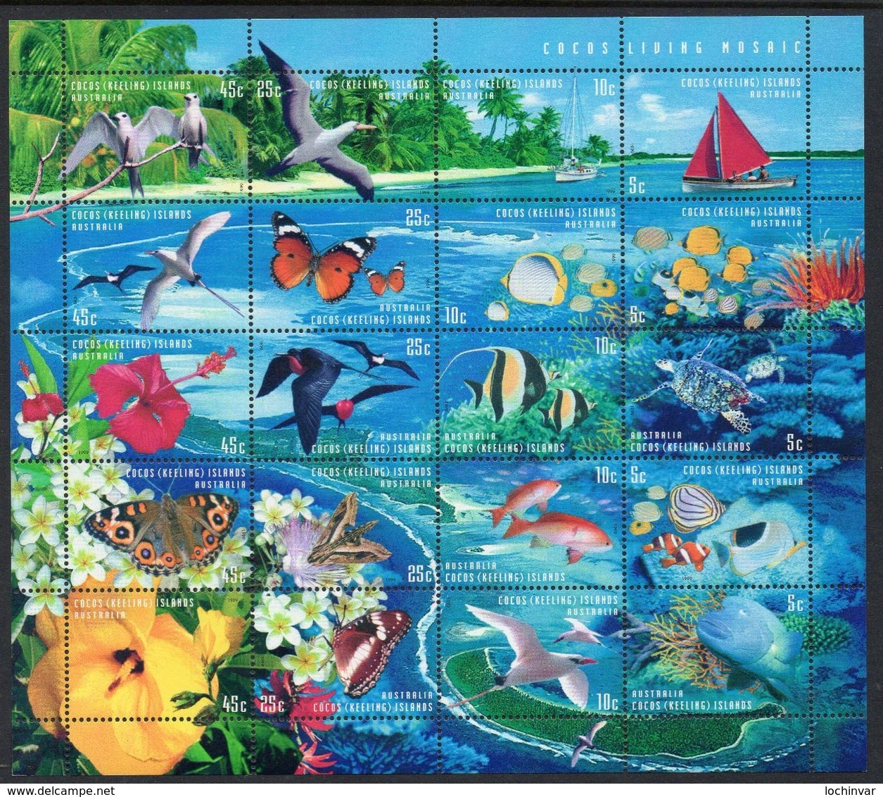 COCOS Is, 1999 LIVING MOSAIC SHEETLET MNH - Cocos (Keeling) Islands