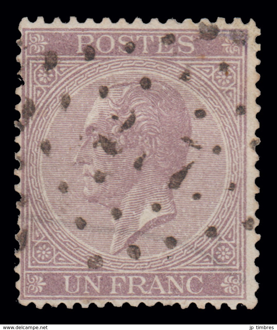 COB N° 21 - 1Fr. Violet - Obl. Losange De Points - Bureau N° 217 (LIEGE) - 1865-1866 Linksprofil