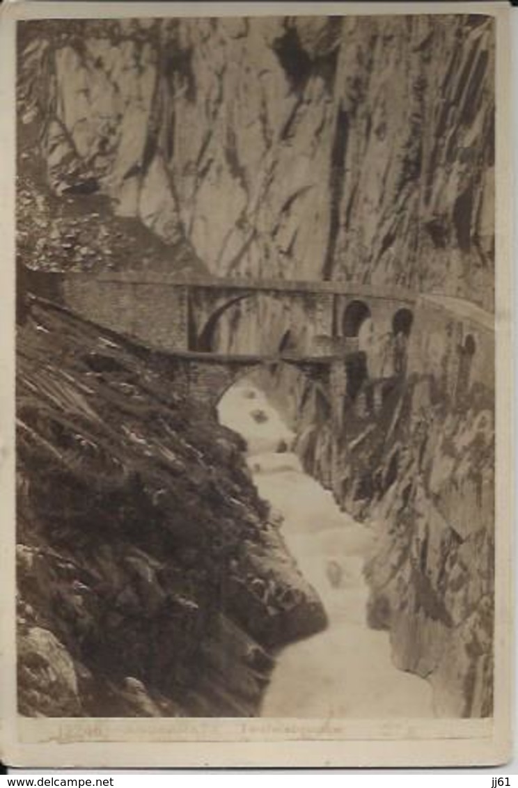 ANDERMATT TEUFELSBRUCKE DOUBLE PONT PHOTO ANCIENNE CARTONNER DU PHOTOGRAPHE GEORGES SOMMER A NAPLES DIM 165 X 10.5 - Matt