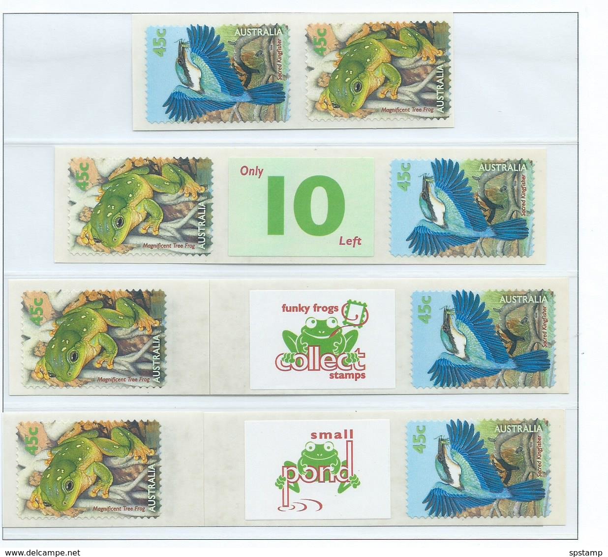 Australia 1999 Small Pond Life Peel & Stick Pair + 3 Pairs With Central Label MNH - Mint Stamps