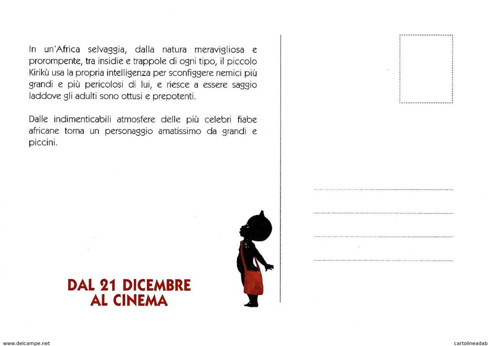 [MD3458] CPM - CINEMA - KIRIKU' E GLI ANIMALI SELVAGGI - PERFETTA - Non Viaggiata - Manifesti Su Carta