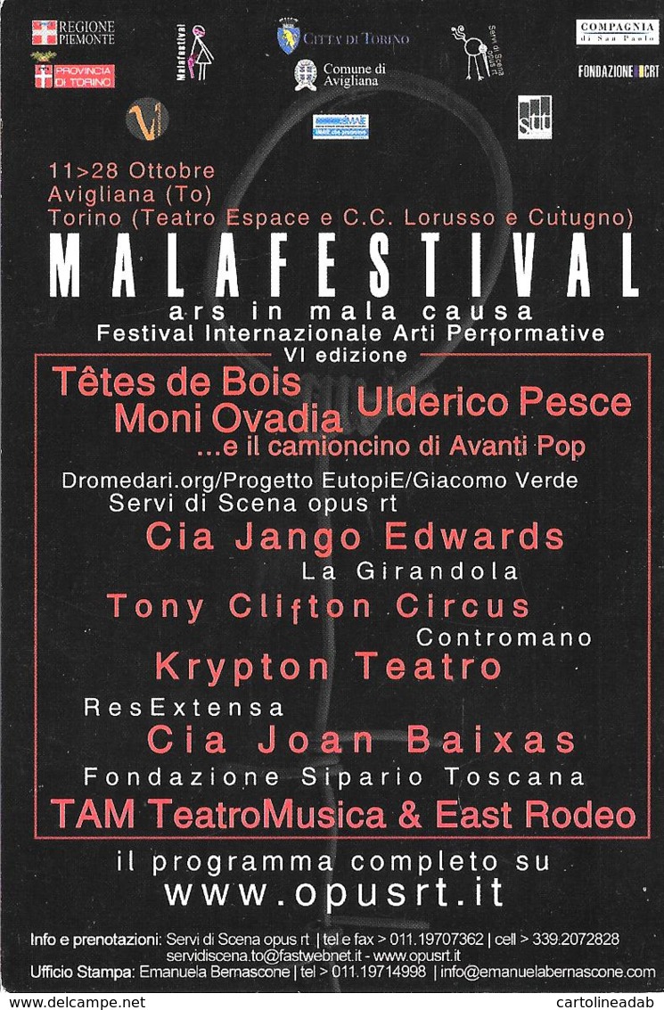 [MD3475] CPM - TEATRO - MALAFESTIVAL - ARS IN MALA CAUSA - AVIGLIANA - TORINO - PERFETTA - Non Viaggiate - Théâtre