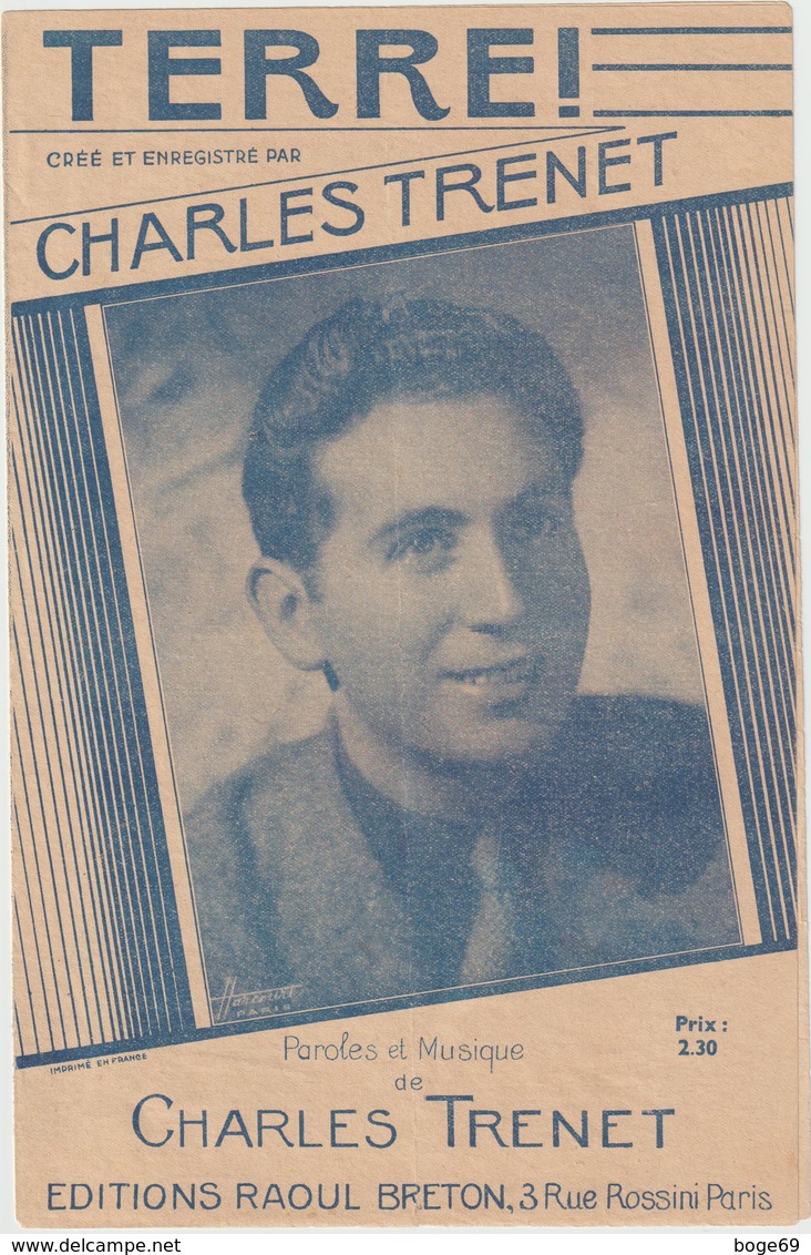 (TRE) CHARLES TRENET , Terre ! - Partitions Musicales Anciennes