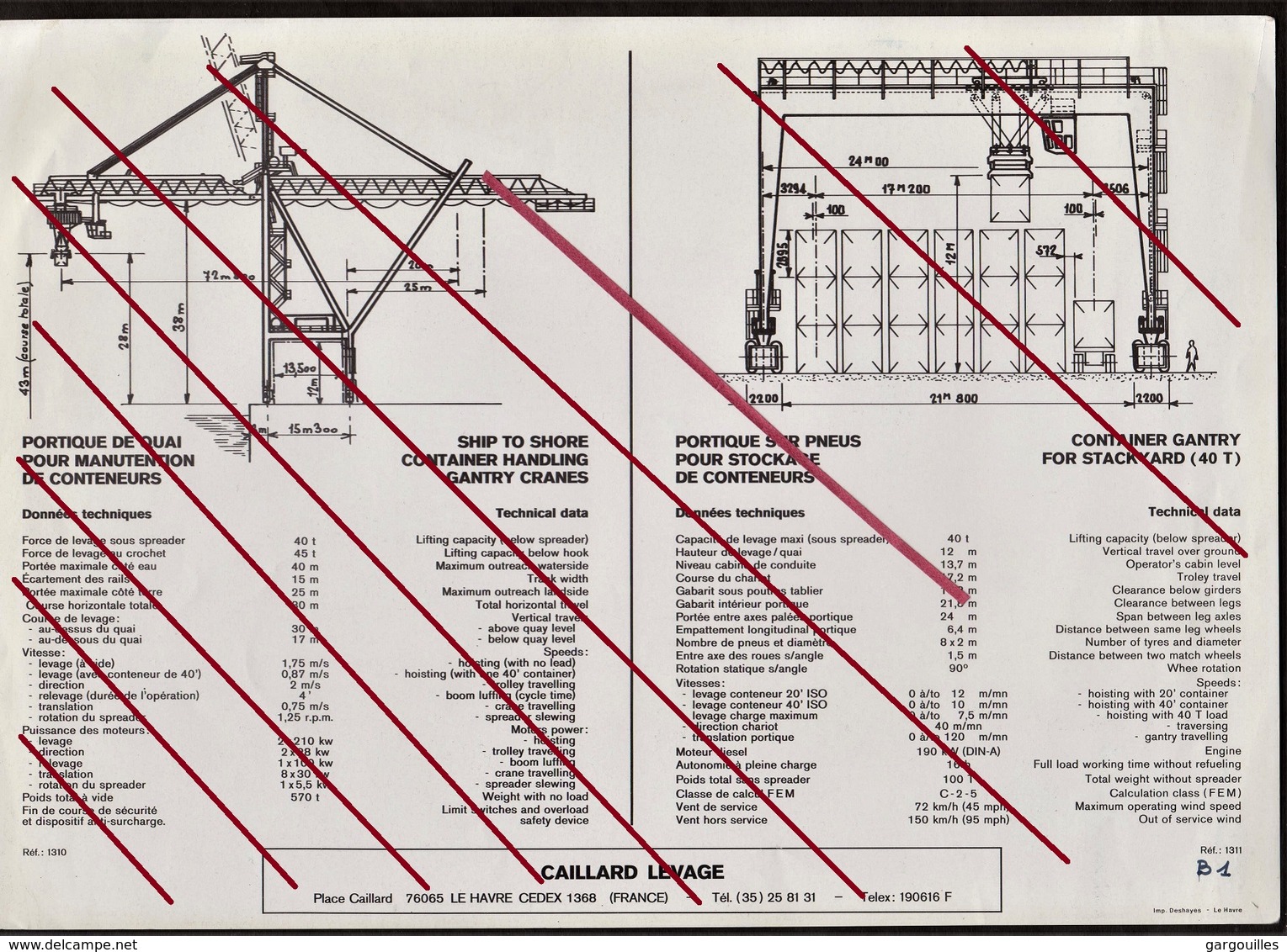 76 LE HAVRE -- Entreprise " Caillard Levage " 76065 Le Havre _ Plan Technique De Portique Et Image Avec Grue Et Portique - Tools