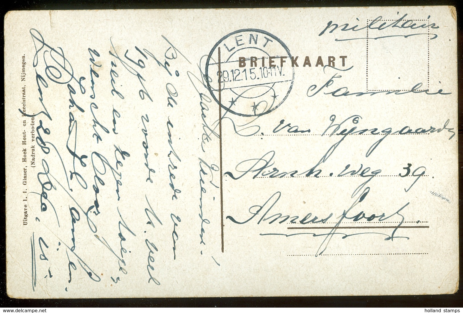 MILITAIR * BRIEFKAART Uit 1915 * GELOPEN Van LENT Naar AMERSFOORT  (11.559c) - Brieven En Documenten