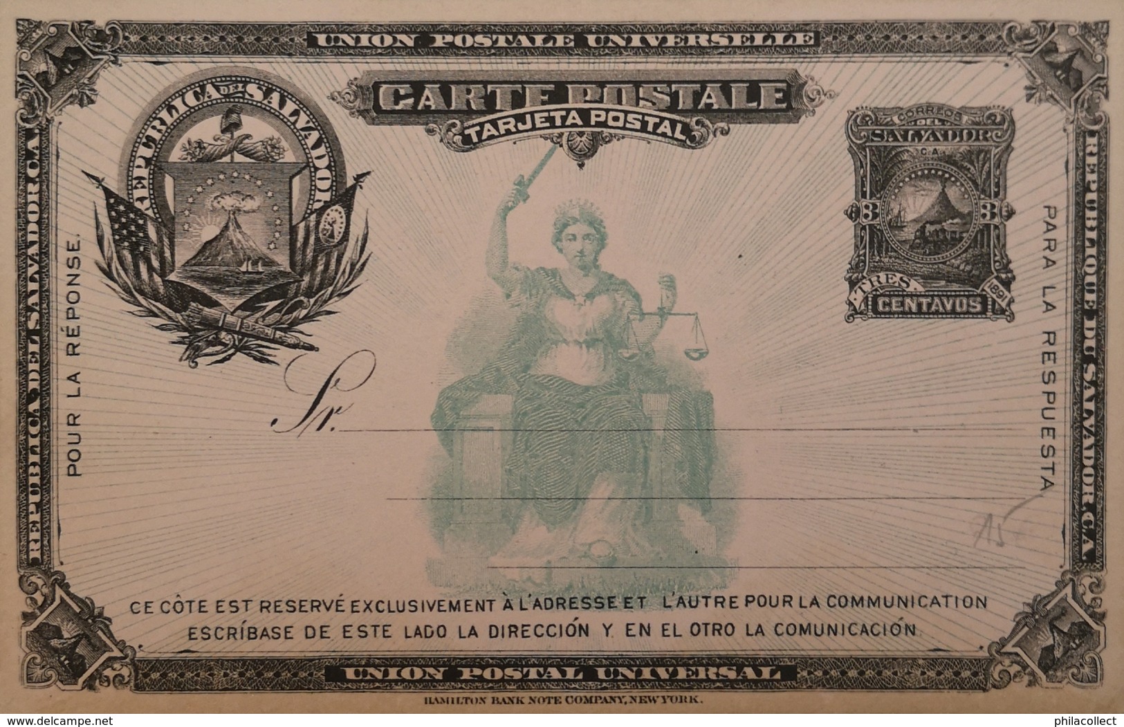 Republica Del Salvador // Double 3 Centavos Postal Stat. Card Mint - El Salvador