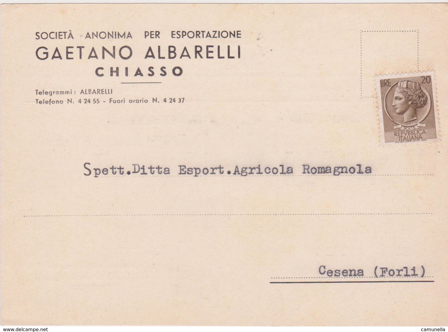 Cartolina Postale Intestata 1958 - 1946-60: Storia Postale