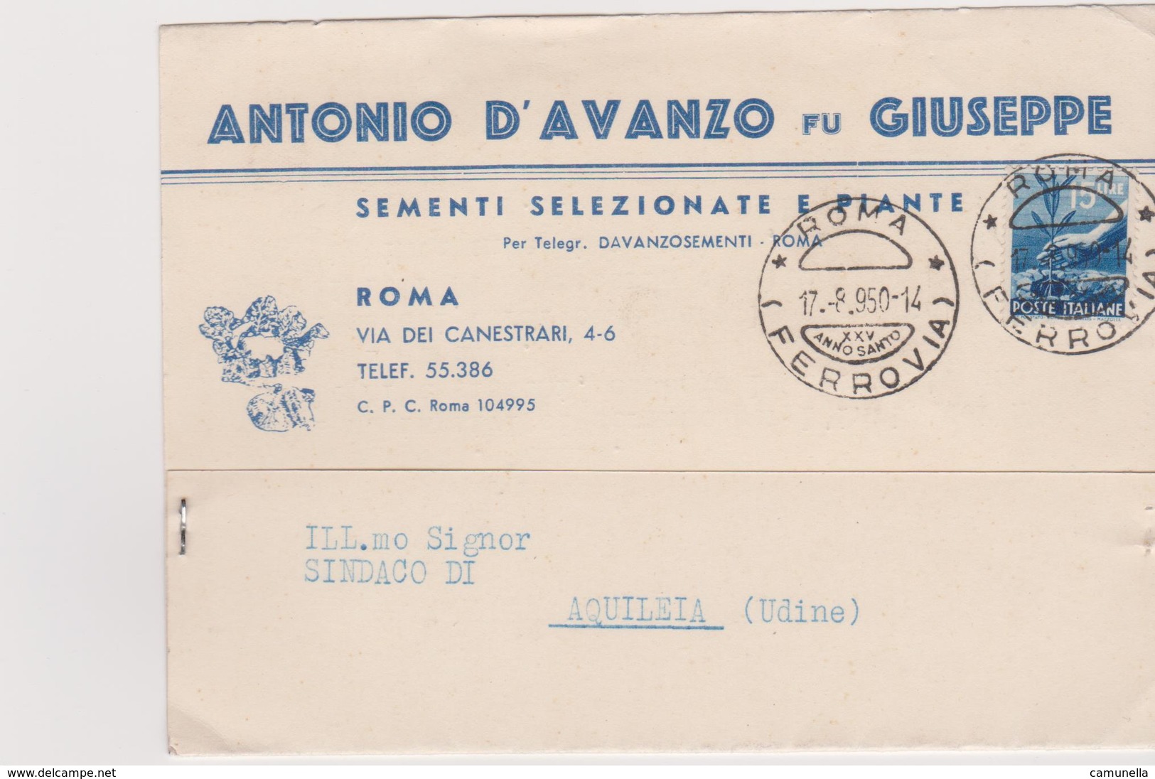 Cartolina Postale Intestata 1950 - 1946-60: Marcophilia