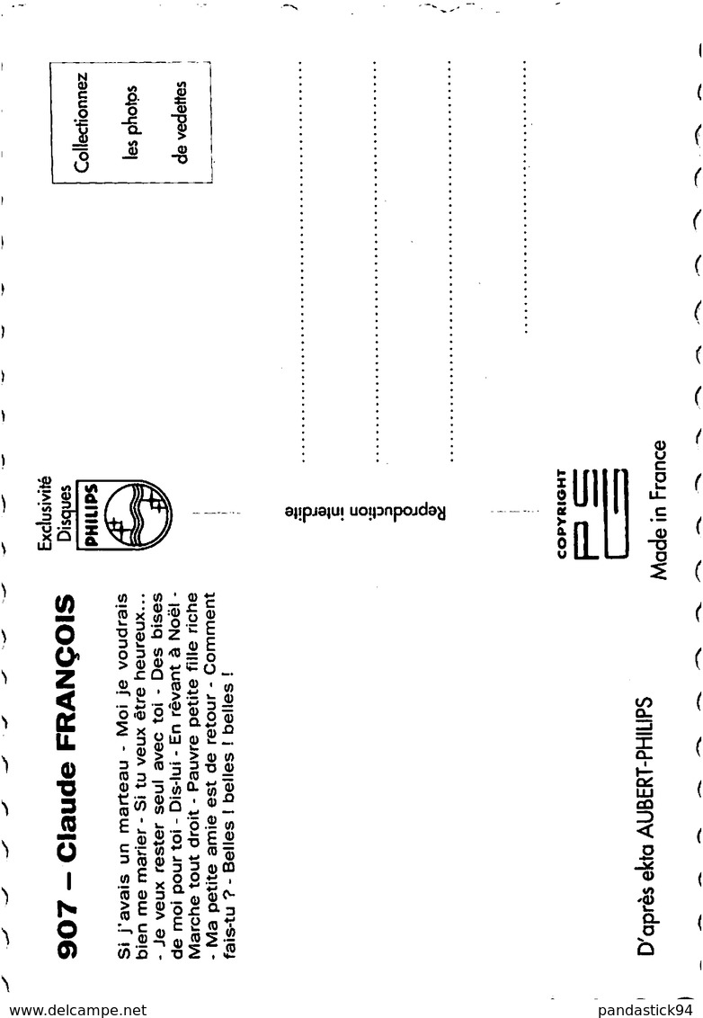 THEMES CHANTEURS FRANCOIS CLAUDE SIGNE FORMAT:8X11cm  VOIR IMAGES - Autres & Non Classés