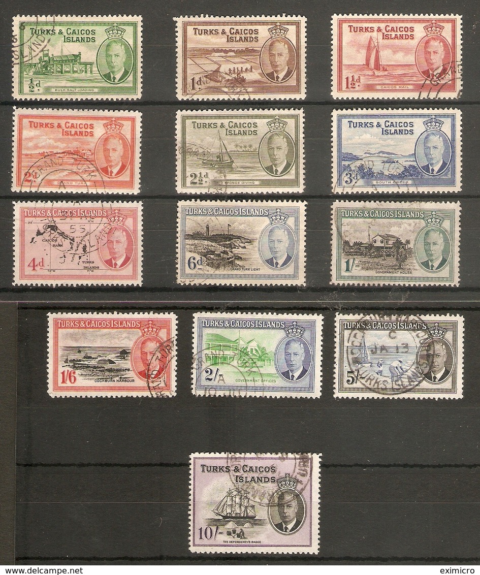 TURKS AND CAICOS ISLANDS 1950 SET SG 221/233 FINE USED Cat £42 - Turks And Caicos