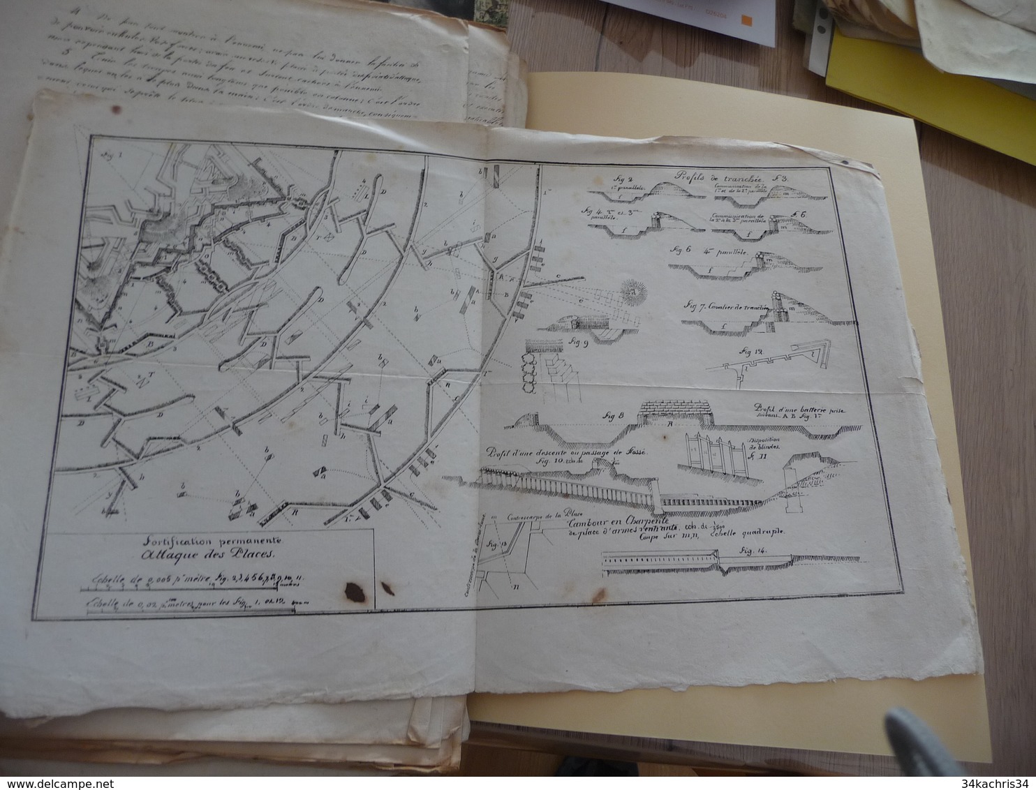 Archive Militaire Militaria Cours Dessins Plans XIXème Autour Des Fortifications 9 Documents + 160 Pages Lithographie - Dokumente