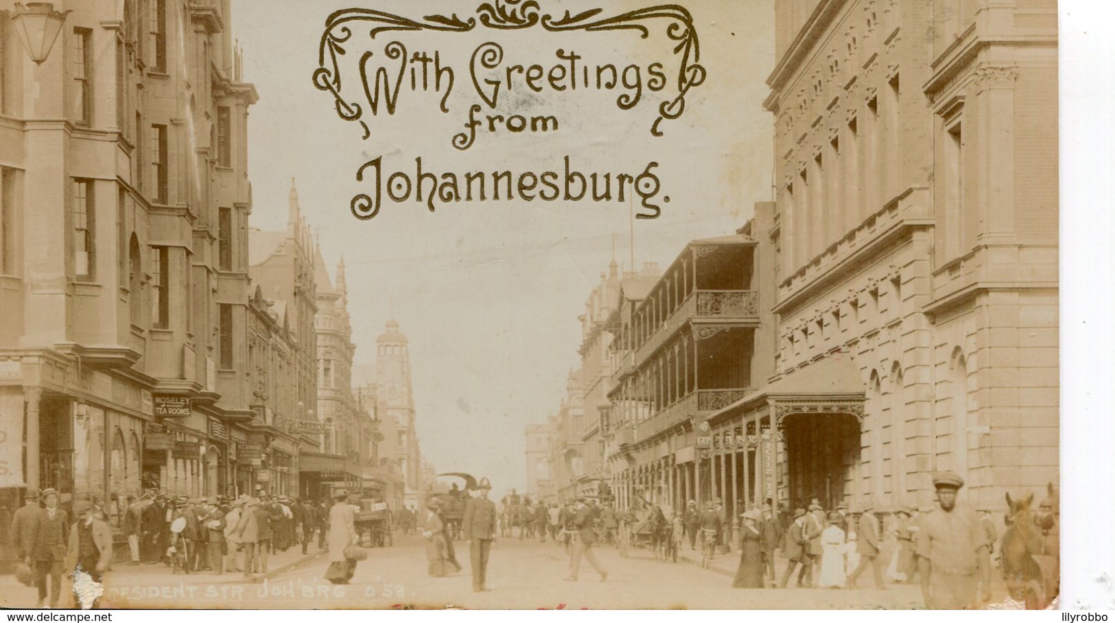 SOUTH AFRICA -  Greetings From Johannesburg - President Street - RPPC - VG Postmarks 1911 - Afrique Du Sud