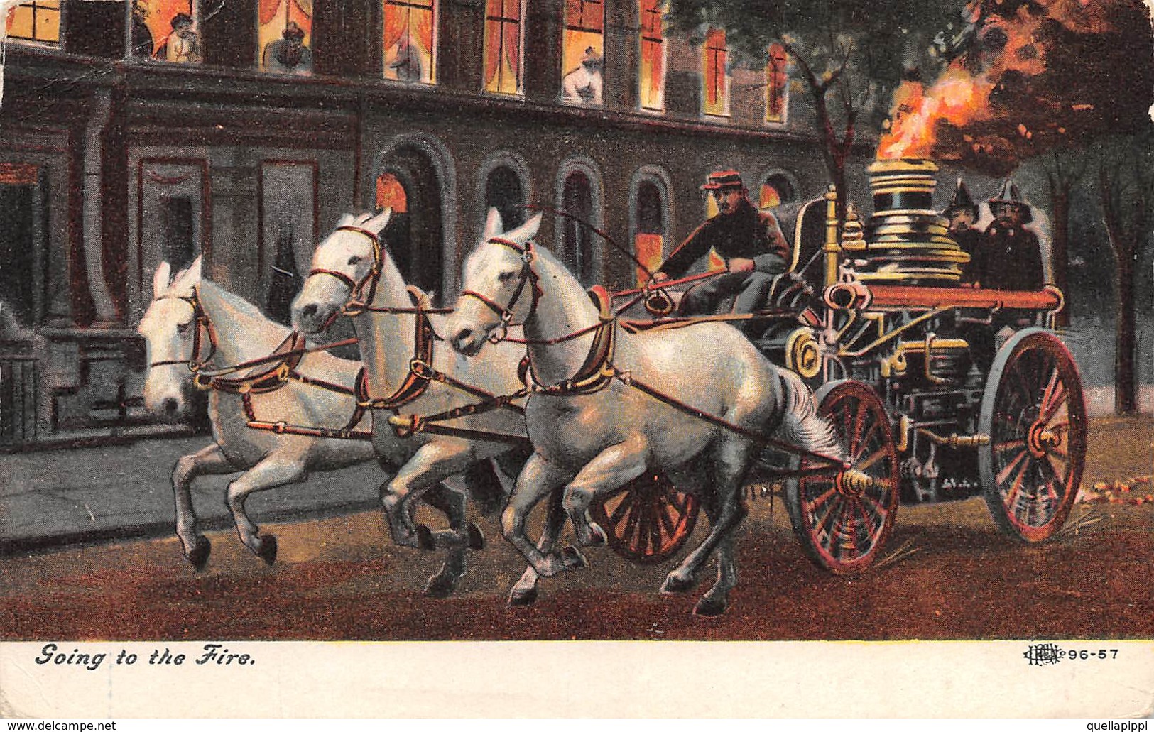 D9285 "GOING TO THE FIRE - POMPIERI - FIREFIGHTERS - FEUERWEHR "  ANIMATA, CAVALLI. CART NON  SPED - Altri & Non Classificati