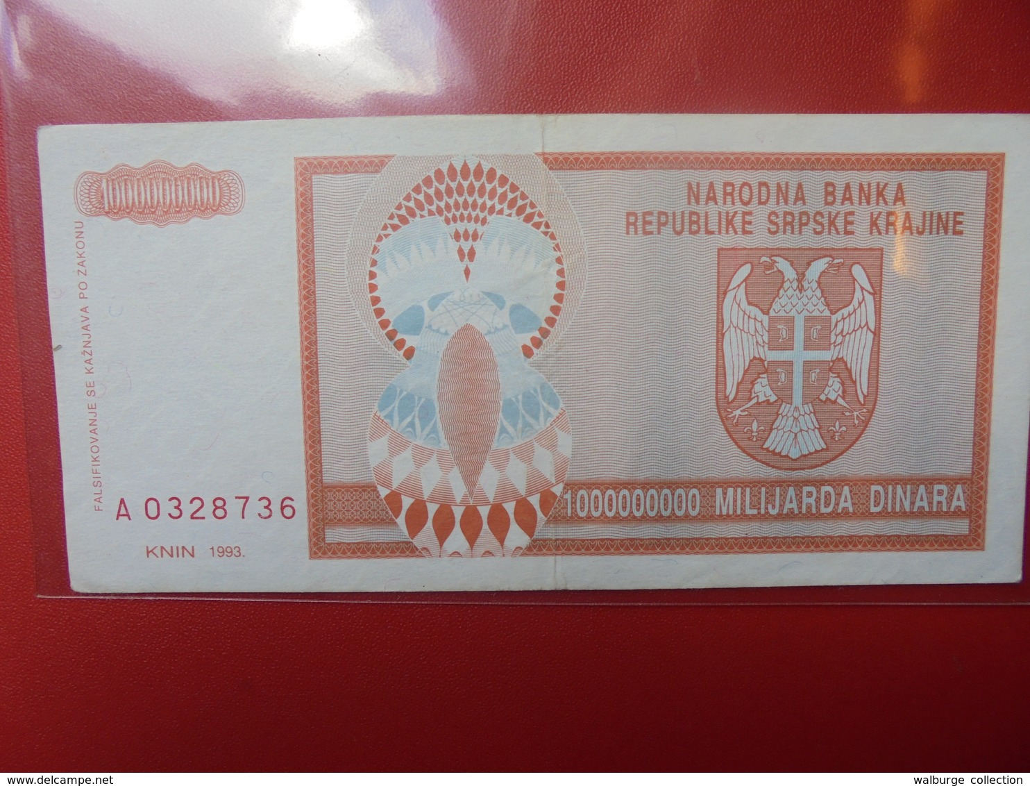 KNIN(REPUBLIQUE SERBE DE KRAJINA) 1 MILLIARD DINARA 1993 PEU CIRCULER - Croatie