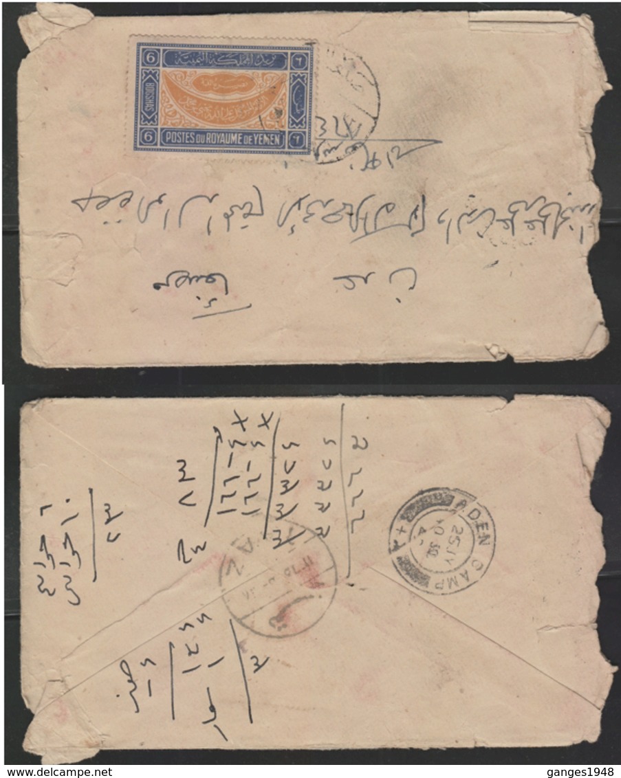 Yemen 1940's 6B Franked Cover To Aden  # 19130  Inde Indien - Yemen