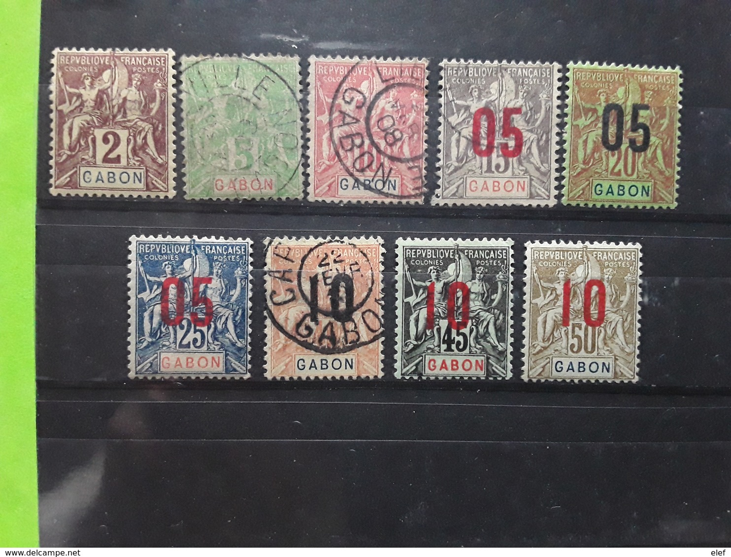 GABON 1904 - 1912 , Type Groupe , 9 Timbres , Yvert 17,19,20, 68 / 70 , 72 / 74 , Neufs Et Obl Cote 23 Euros - Autres & Non Classés