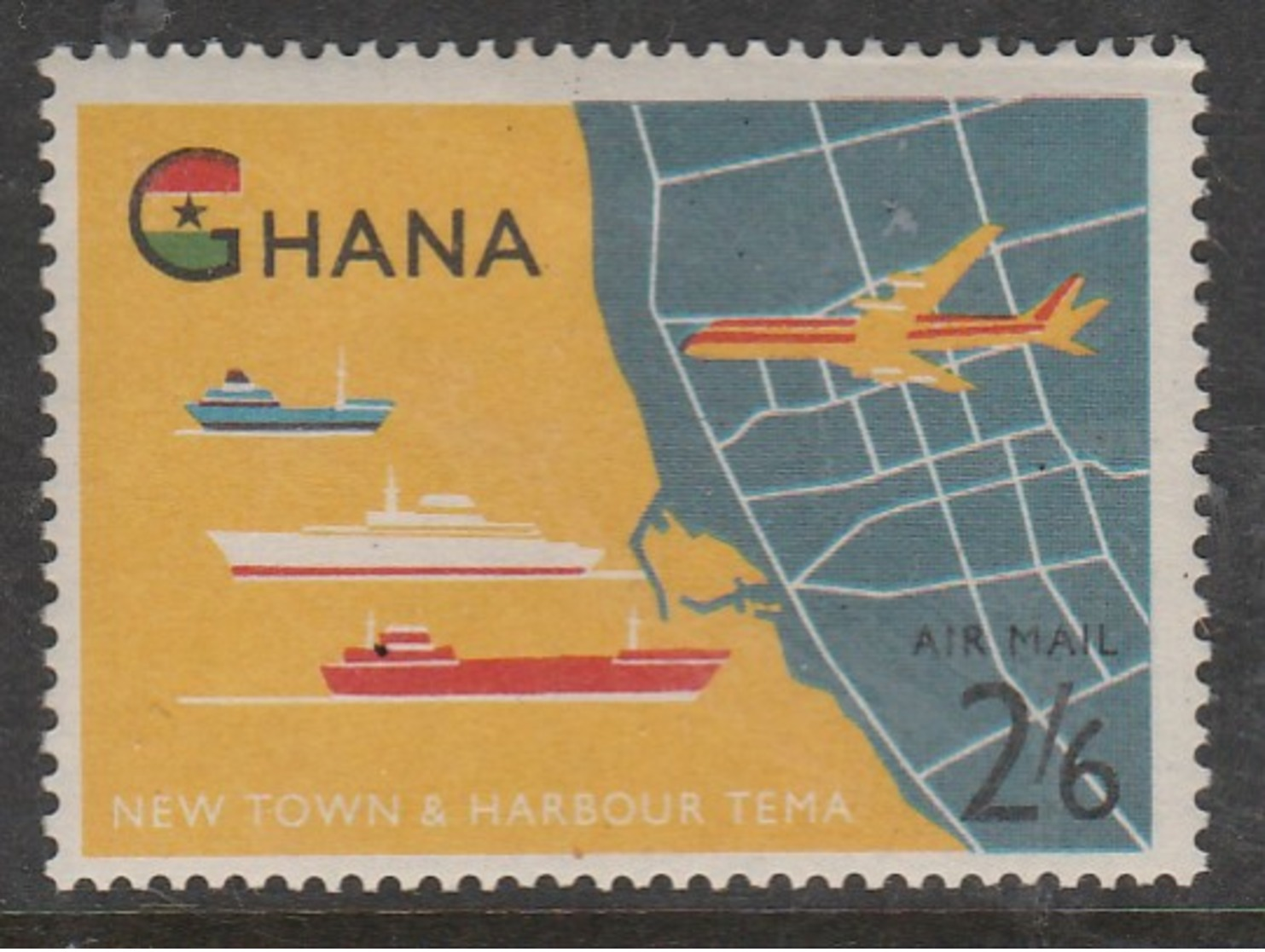 Ghana 1962 Airmail - Opening Of Tema Harbour 2'6 SH P Multicoloured SW 114 * LMM - Ghana (1957-...)