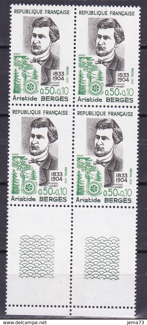 N° 1707 Personnages Célèbres: Aristide Bergés:Beau  Bloc De 4 Timbres Neuf Impeccable - Ongebruikt