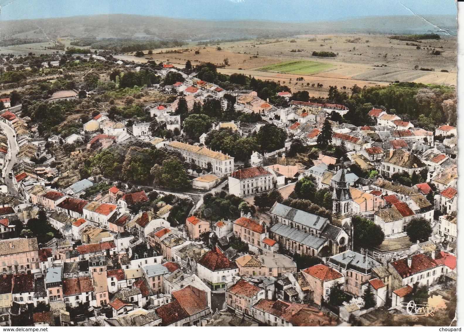 52 -Très Belle Carte Postale Semi Moderne De BOURBONNE LES BAINS   Vue Aérienne - Bourbonne Les Bains