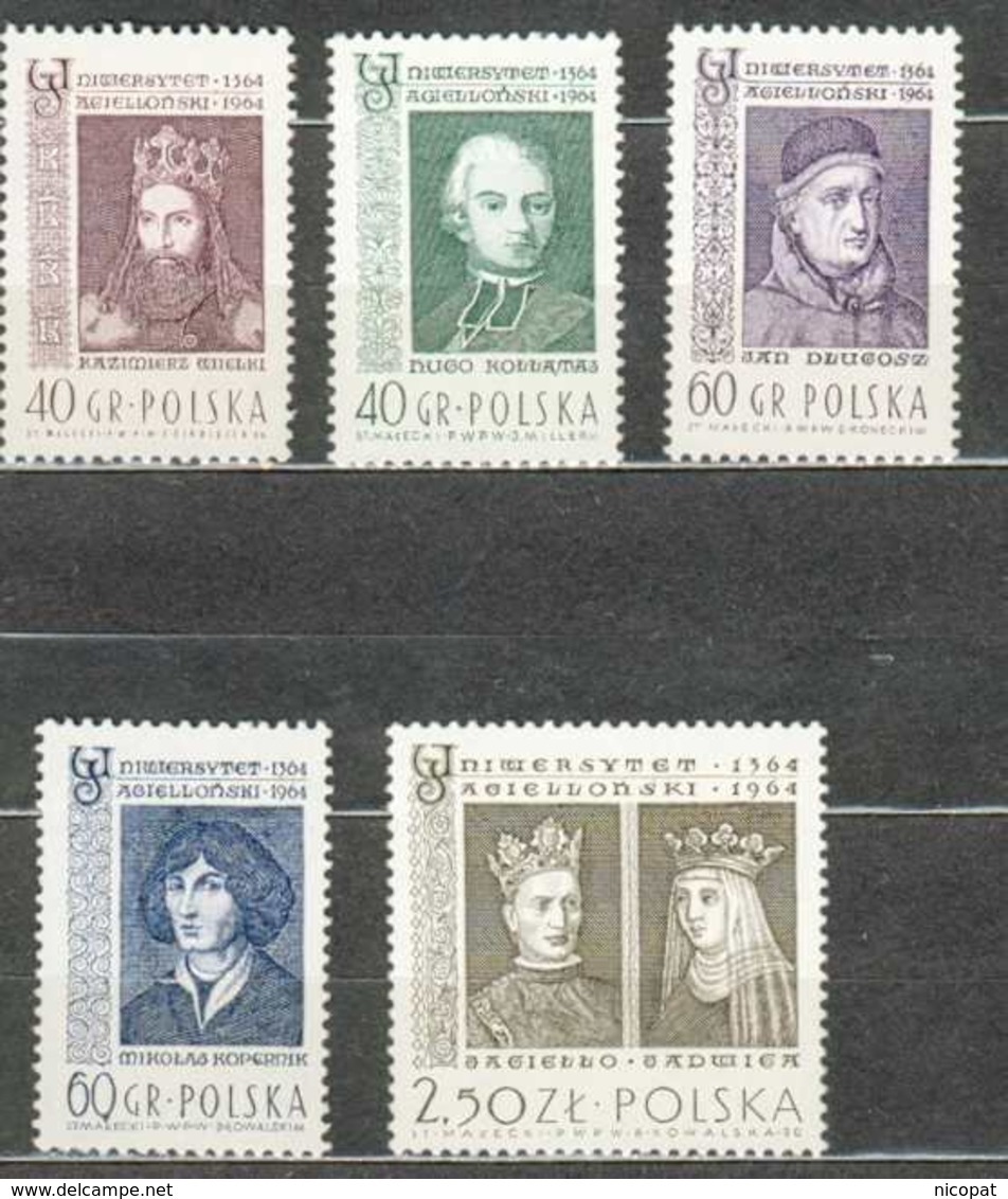 POLAND MNH ** 1342-1346 UNIVERSITE JAGELLONE CRACOVIE ROI KASIMIERZ HUGO KALLATAJ ECRIVAIN NICOLAS COPERNIC MEDECIN - Ungebraucht