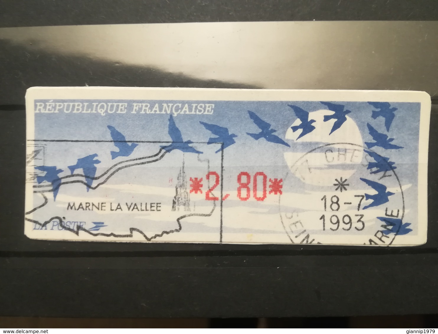 FRANCIA FRANCE AUTOMATICI VIGNETTE DISTRIBUTEURS LETTRE OISEAUX DE JUBERT ANNULLO MARNE - 1990 Type « Oiseaux De Jubert »