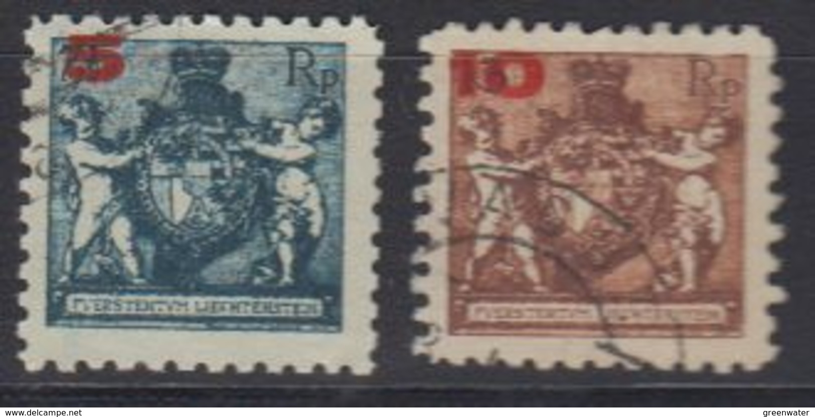 Liechtenstein 1924 Freimarken Aufdruck 2v  Perf. 9,5 Used (42866E) - Gebruikt