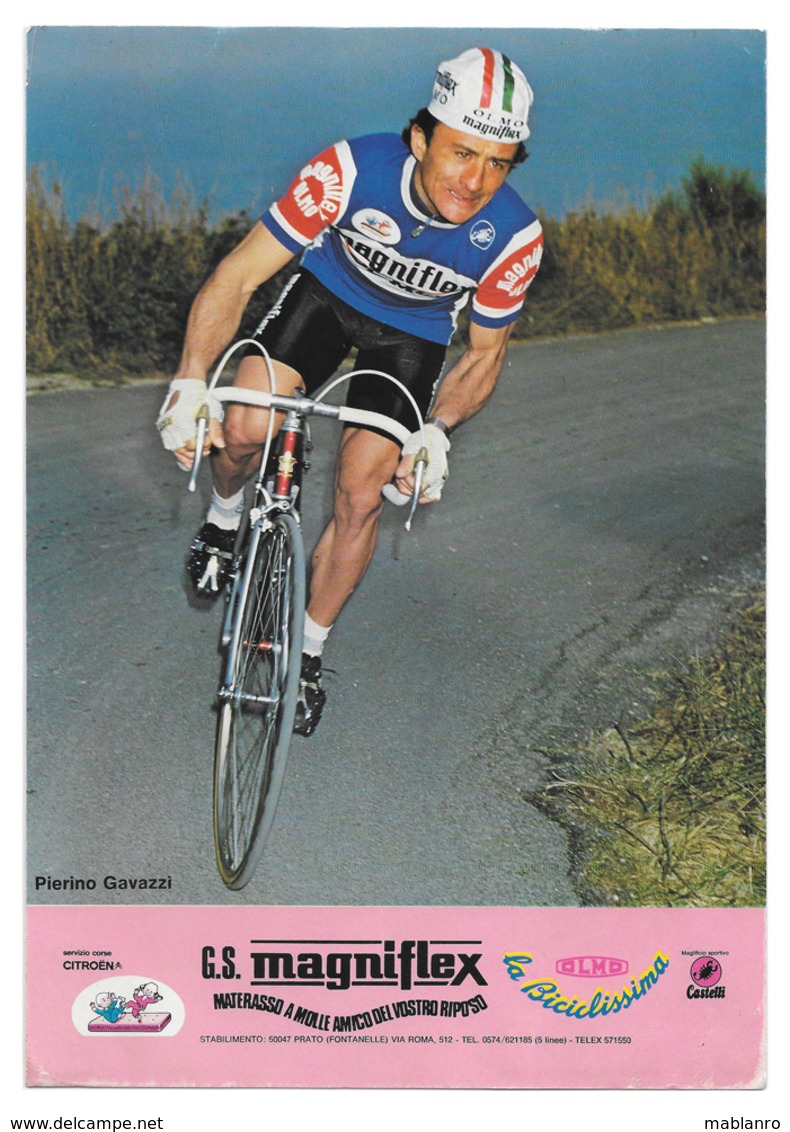 CARTE CYCLISME PIERINO GAVAZZI TEAM MAGNIFLEX 1981 FORMAT 16,7 X 24 - Cyclisme