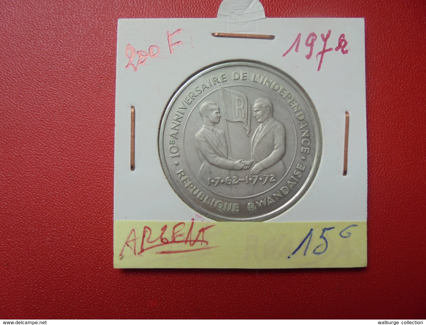 RWANDA 200 FRANCS ARGENT 1972 - Rwanda