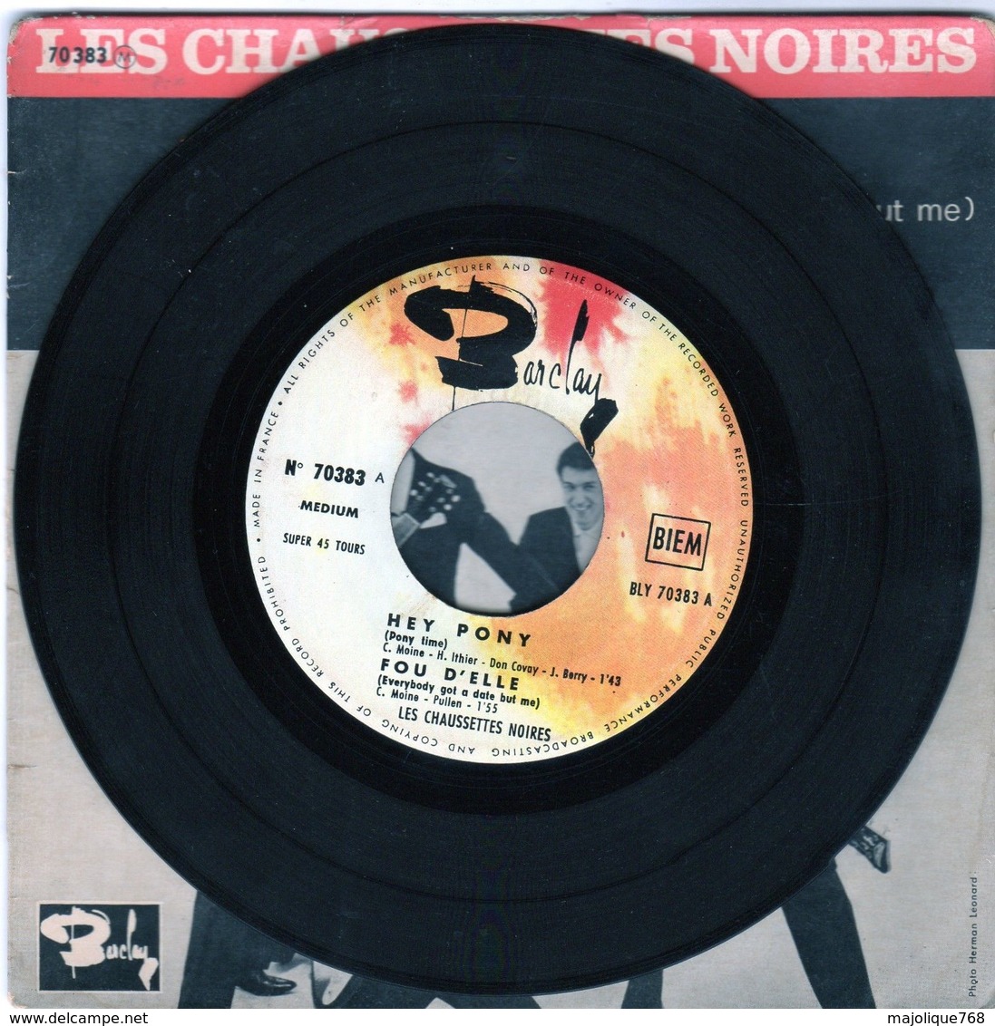 Disque Les Chaussettes Noires - Hey Pony - Barclay 70383 M - 1961 - Rock