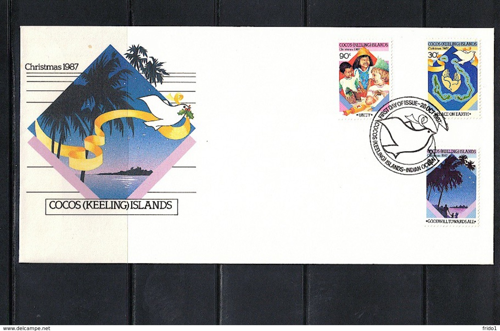 Cocos ( Keeling) Islands 1987 Christmas FDC - Kokosinseln (Keeling Islands)