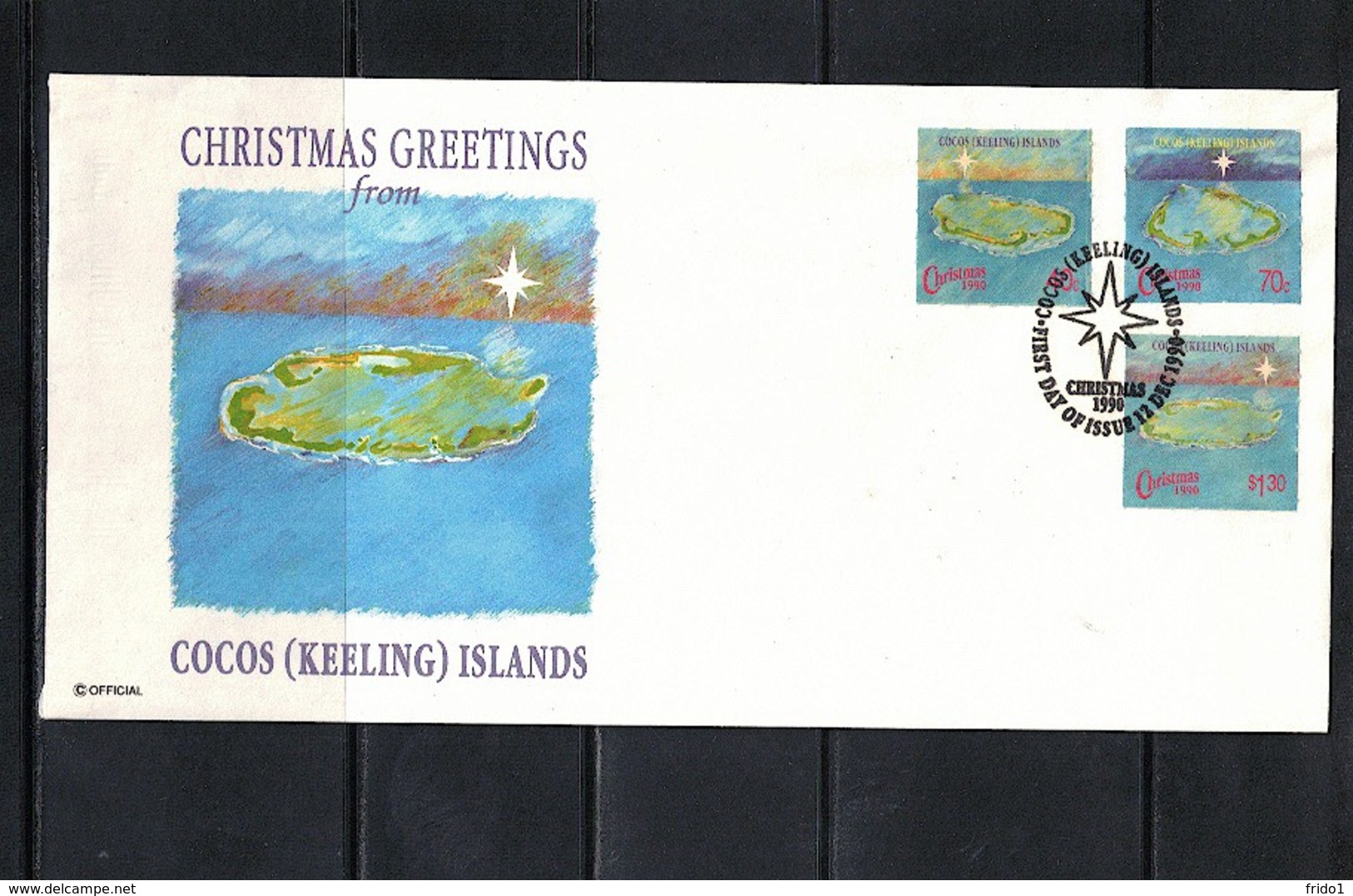 Cocos ( Keeling) Islands 1990 Christmas FDC - Islas Cocos (Keeling)