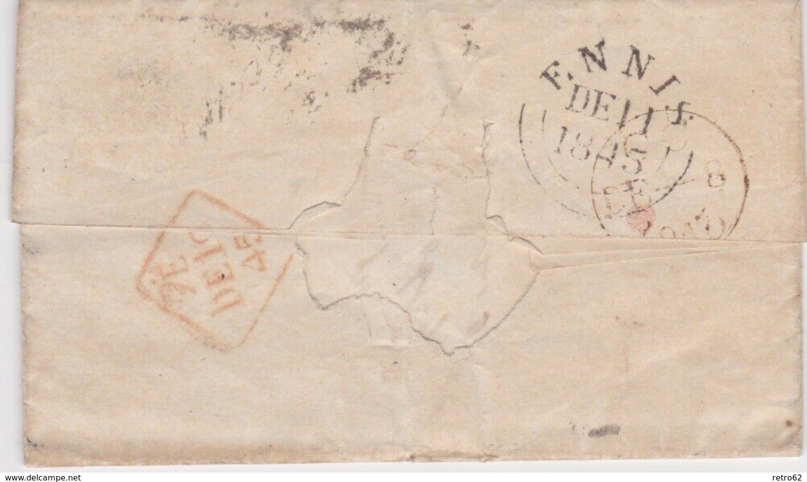 Great Britain-1845 1d Red On Blued Paper London Horizontal 17 Cover To Ireland - Lettres & Documents