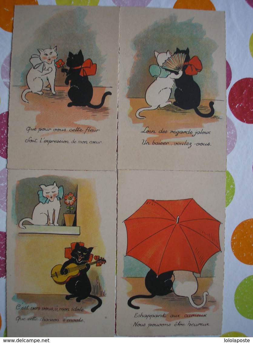 THEME CHAT - 10 CPA - Belle Série De 10 Cartes D'1 Couple De Chats Humanisés - Déclaration D'amour - RARE - Gatos